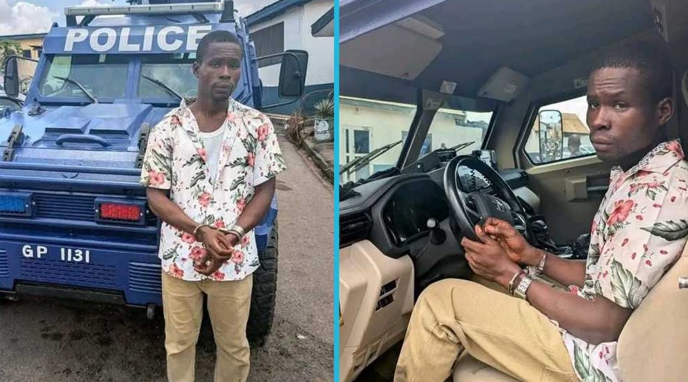 Steals police car