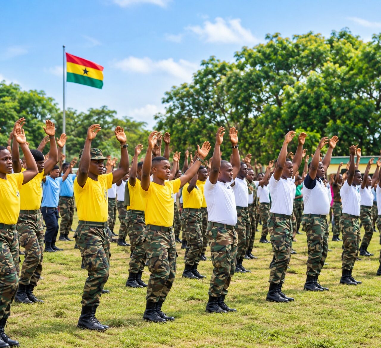 Ghanaian Recruits in Formation of Army