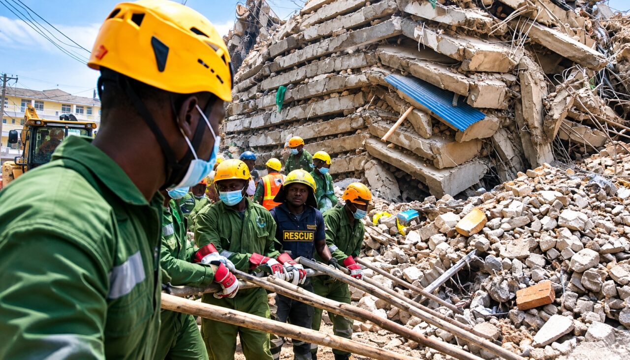 Police Use Tear Gas as Nairobi Building Collapse Sparks Rescue Operation
