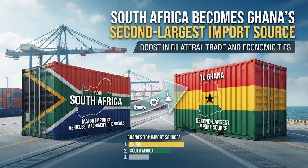 South Africa rose sharply to become Ghana’s second-largest import
